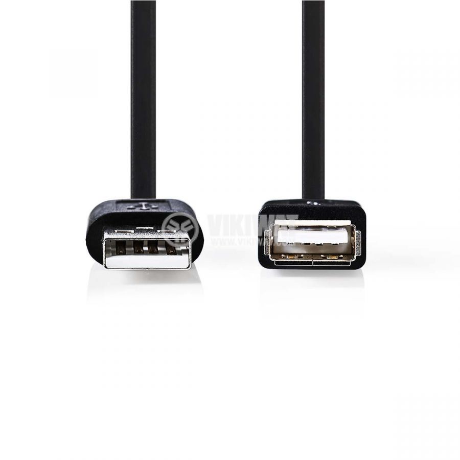 Кабел, USB-A/m - USB-A/f, 2m, черен - 2