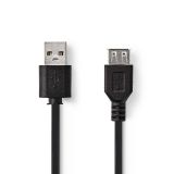 Кабел, USB-A/m - USB-A/f, 2m, черен, CCGT60010BK20, NEDIS