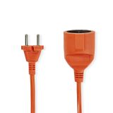 Power extension cable 10m, 2x1.5mm2, PVC, IP20, orange, NEDIS PEXC110FOG