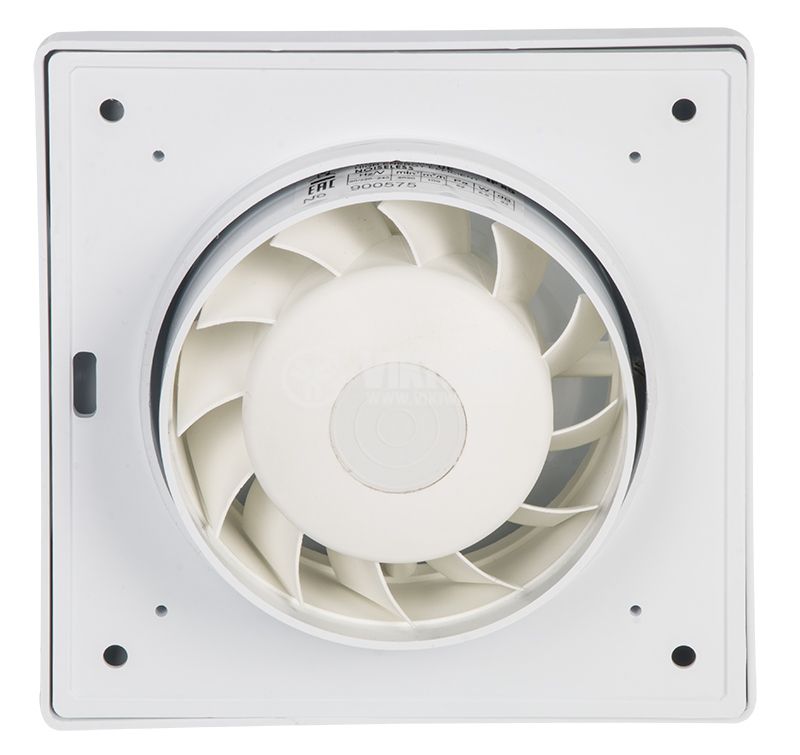 Вентилатор за баня MM ОК, ф100mm, 220VAC, 5.5W, 100m3/h, квадратен 150x152mm, бял - 3