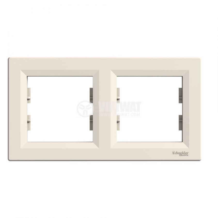 Horizontal frame, Schneider, Asfora, 2-gang, beige color, EPH5800223
