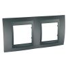Horizontal frame, Schneider, Unica Top, 2-gang, graphite color, MGU6.004.12