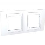Horizontal frame, Schneider, Unica Plus, 2-gang, white color, MGU6.004.18