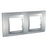 Horizontal frame, Schneider, Unica Top, 2-gang, aluminium color, MGU6.004.30