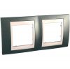Horizontal frame, Schneider, Unica Plus, 2-gang, mist grey color, MGU6.004.524