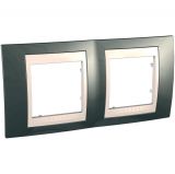 Horizontal frame, Schneider, Unica Plus, 2-gang, mist grey color, MGU6.004.524