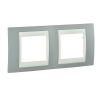 Horizontal frame, Schneider, Unica Plus, 2-gang, mist grey color, MGU6.004.565