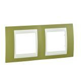 Horizontal frame, Schneider, Unica Plus, 2-gang, pistachio color, MGU6.004.566