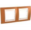 Horizontal frame, Schneider, Unica Plus, 2-gang, orange color, MGU6.004.569