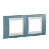 Horizontal frame, Schneider, Unica Plus, 2-gang, manganese blue color, MGU6.004.573