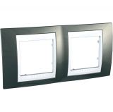 Horizontal frame, Schneider, Unica Plus, 2-gang, mist grey color, MGU6.004.824