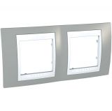 Horizontal frame, Schneider, Unica Plus, 2-gang, mist grey color, MGU6.004.865