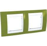 Horizontal frame, Schneider, Unica Plus, 2-gang, pistachio color, MGU6.004.866