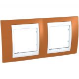 Horizontal frame, Schneider, Unica Plus, 2-gang, orange color, MGU6.004.869
