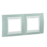 Horizontal frame, Schneider, Unica Plus, 2-gang, water green color, MGU6.004.870