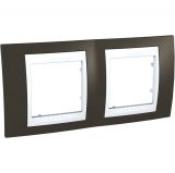 Horizontal frame, Schneider, Unica Plus, 2-gang, cocoa color, MGU6.004.871