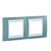 Horizontal frame, Schneider, Unica Plus, 2-gang, manganese blue color, MGU6.004.873