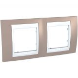 Horizontal frame, Schneider, Unica Plus, 2-gang, mink color, MGU6.004.874