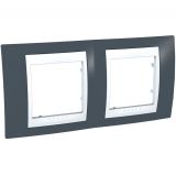 Horizontal frame, Schneider, Unica Plus, 2-gang, slate grey color, MGU6.004.877