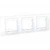 Horizontal frame, Schneider, Unica Plus, 3-gang, white color, MGU6.006.18