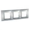 Horizontal frame, Schneider, Unica Top, 3-gang, aluminium color, MGU6.006.30