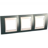 Horizontal frame, Schneider, Unica Plus, 3-gang, mist grey color, MGU6.006.524