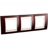 Horizontal frame, Schneider, Unica Plus, 3-gang, terracotta color, MGU6.006.551