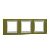 Horizontal frame, Schneider, Unica Plus, 3-gang, pistachio color, MGU6.006.566