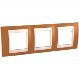 Horizontal frame, Schneider, Unica Plus, 3-gang, orange color, MGU6.006.569