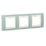 Horizontal frame, Schneider, Unica Plus, 3-gang, water green color, MGU6.006.570