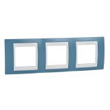 Horizontal frame, Schneider, Unica Plus, 3-gang, manganese blue color, MGU6.006.573