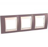 Horizontal frame, Schneider, Unica Plus, 3-gang, mauve color, MGU6.006.576