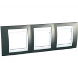 Horizontal frame, Schneider, Unica Plus, 3-gang, mist grey color, MGU6.006.824