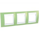 Horizontal frame, Schneider, Unica Plus, 3-gang, apple green color, MGU6.006.863