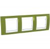 Horizontal frame, Schneider, Unica Plus, 3-gang, pistachio color, MGU6.006.866