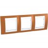 Horizontal frame, Schneider, Unica Plus, 3-gang, orange color, MGU6.006.869