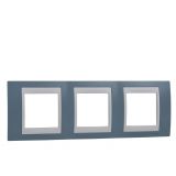 Horizontal frame, Schneider, Unica Plus, 3-gang, manganese blue color, MGU6.006.873