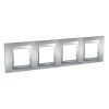 Horizontal frame, Schneider, Unica Top, 4-gang, aluminium color, MGU6.008.30