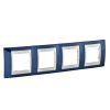 Horizontal frame, Schneider, Unica Plus, 4-gang, indigo blue color, MGU6.008.542