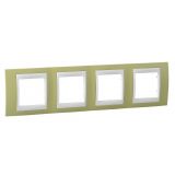 Horizontal frame, Schneider, Unica Plus, 4-gang, apple green color, MGU6.008.563