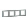 Horizontal frame, Schneider, Unica Plus, 4-gang, mist grey color, MGU6.008.565