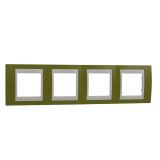Хоризонтална рамка, Schneider, Unica Plus, четири гнезда, цвят ярко зелен, MGU6.008.566