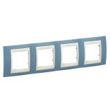Horizontal frame, Schneider, Unica Plus, 4-gang, manganese blue color, MGU6.008.573