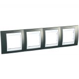 Horizontal frame, Schneider, Unica Plus, 4-gang, mist grey color, MGU6.008.824