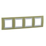 Horizontal frame, Schneider, Unica Plus, 4-gang, apple green color, MGU6.008.863