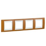 Horizontal frame, Schneider, Unica Plus, 4-gang, orange color, MGU6.008.869