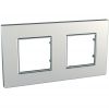 Horizontal frame, Schneider, Unica Quadro, 2-gang, silver color, MGU6.704.55