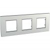 Horizontal frame, Schneider, Unica Quadro, 3-gang, silver color, MGU6.706.55
