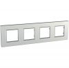 Horizontal frame, Schneider, Unica Quadro, 4-gang, silver color, MGU6.708.55