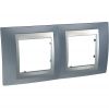 Horizontal frame, Schneider, Unica Top, 2-gang, metal grey color, MGU66.004.097